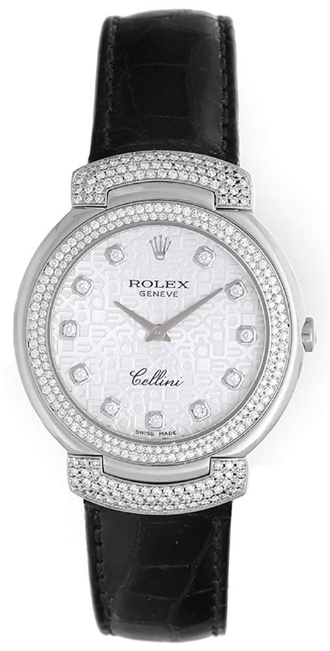 rolex 18k white gold silver baton dial cellini ladies|Rolex cellini time.